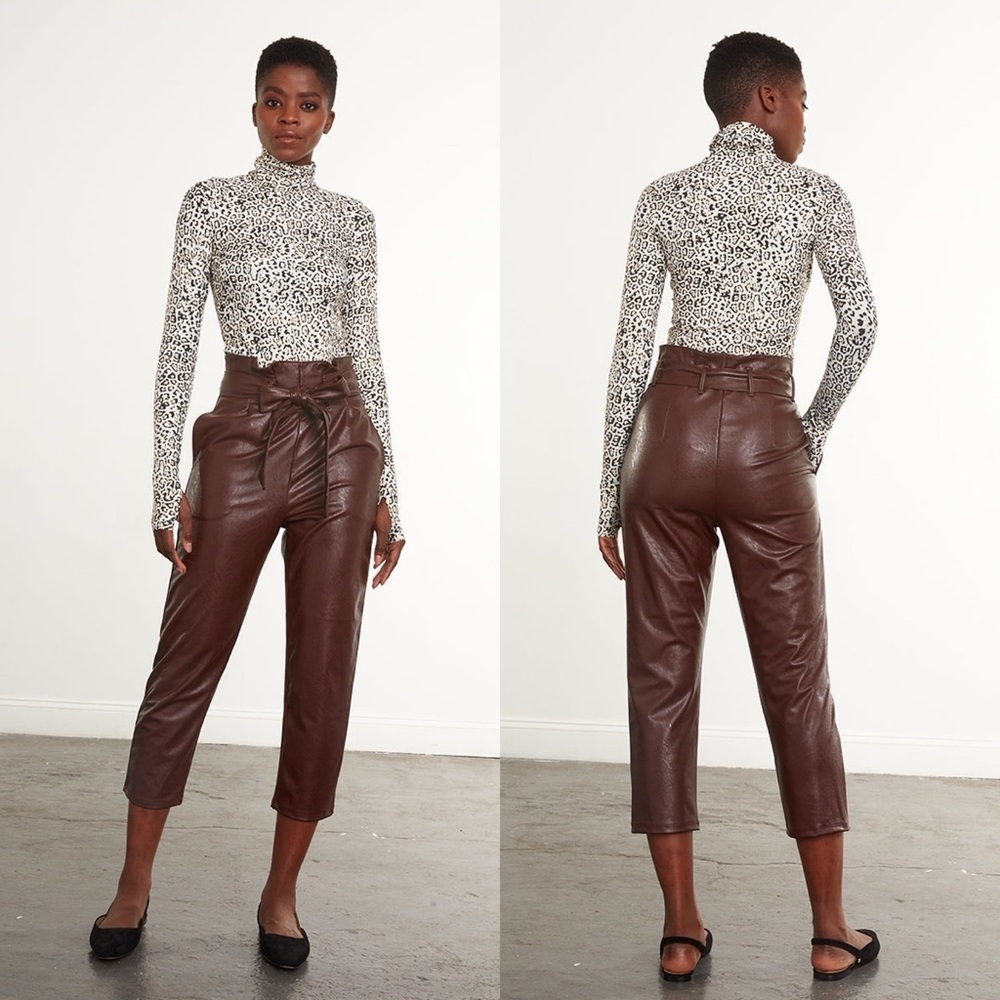 NWT Commando Faux Leather Paperbag Pants in Oxblood Size Small